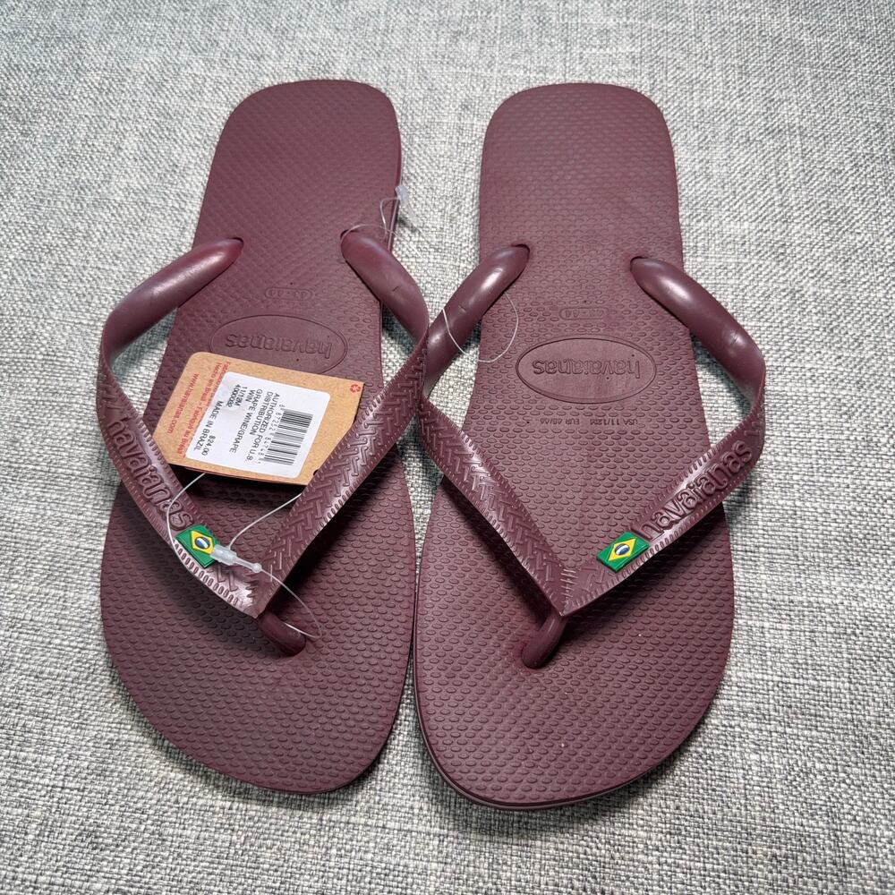 Havaianas Top Flip Flops Men's 11-12 Grape Wine Burgundy Sandals NWT Brazil